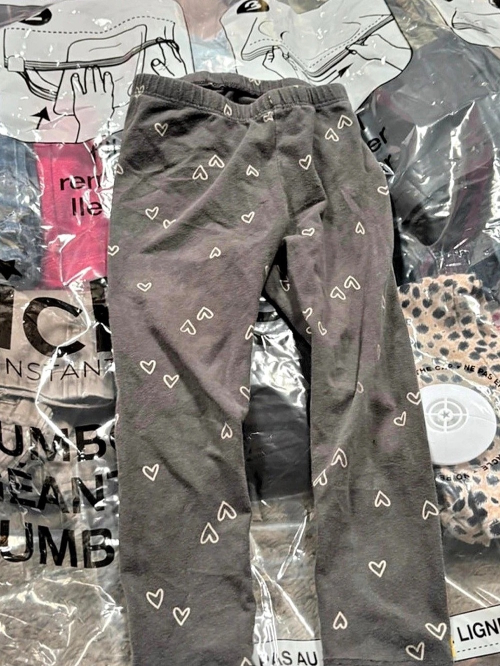 Cat & Jack Heart Print Leggings in Gray Size Medium Like New